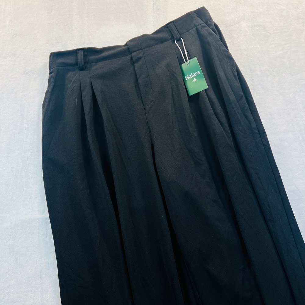Halara Black Waffle Knit Wide Leg Pleated Work Pants High Waisted Size XXL NEW